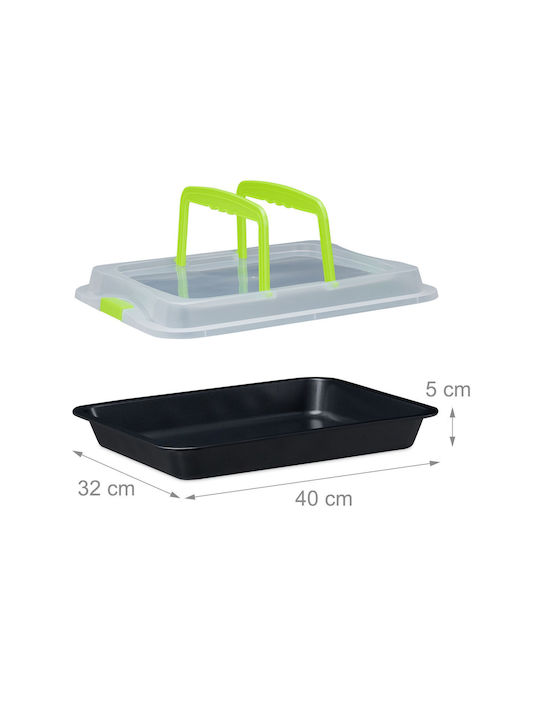 Relaxdays Stainless Steel Rectangular Baking Pan with Lid with Non-stick Coating 32.5x40.5cm