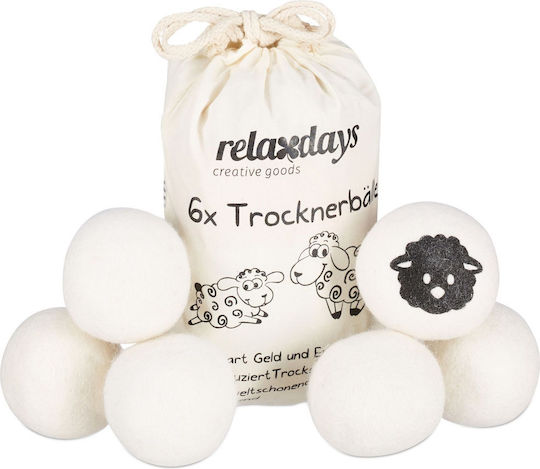 Set 6 Wolltrocknerbälle Trockner Waschmaschine Relaxdays Antistatik Effekt Wiederverwendbare Aufbewahrungstasche Weiß Set 6 Wolltrocknerbälle Trockner Waschmaschine Relaxdays Antistatik Effekt Wiederverwendbare Aufbewahrungstasche Weiß