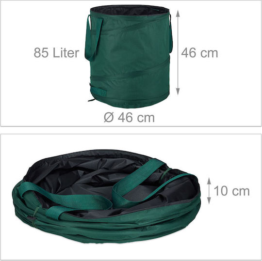 Relaxdays Sacuri De Gunoi Rezistente Capacitate 85lt Cu Mânere 46x46cm 3 Bucăți Verzi