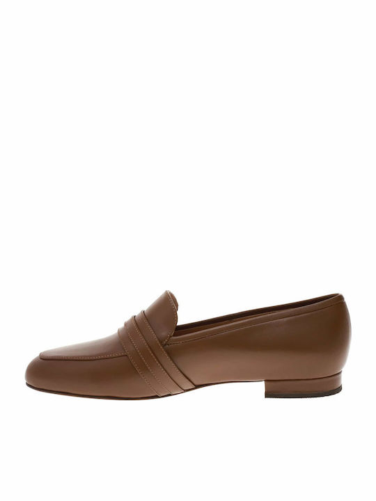 Leather Women's Loafers in Brown Color