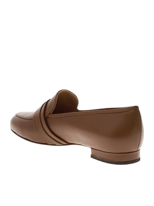 Leather Women's Loafers in Brown Color
