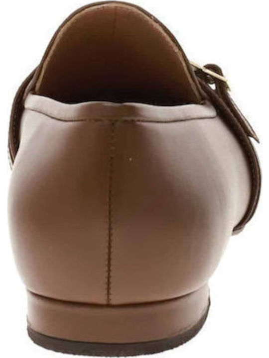 Leather Women's Loafers in Brown Color
