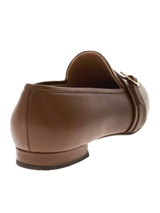 Leather Women's Loafers in Brown Color