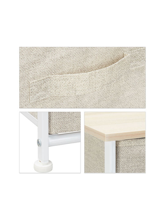 Comoda pentru Dormitor din Lemn & Metal cu 3 sertare Beige cu Acoperire Textilă 53x40x48buc