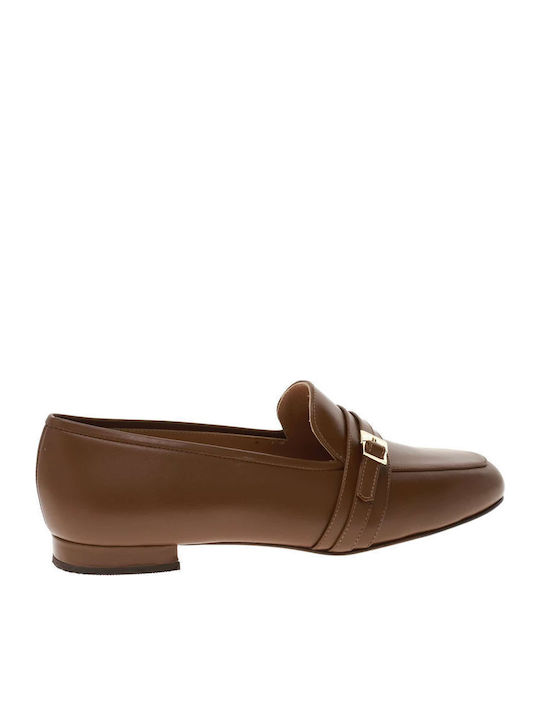 Leather Women's Loafers in Brown Color