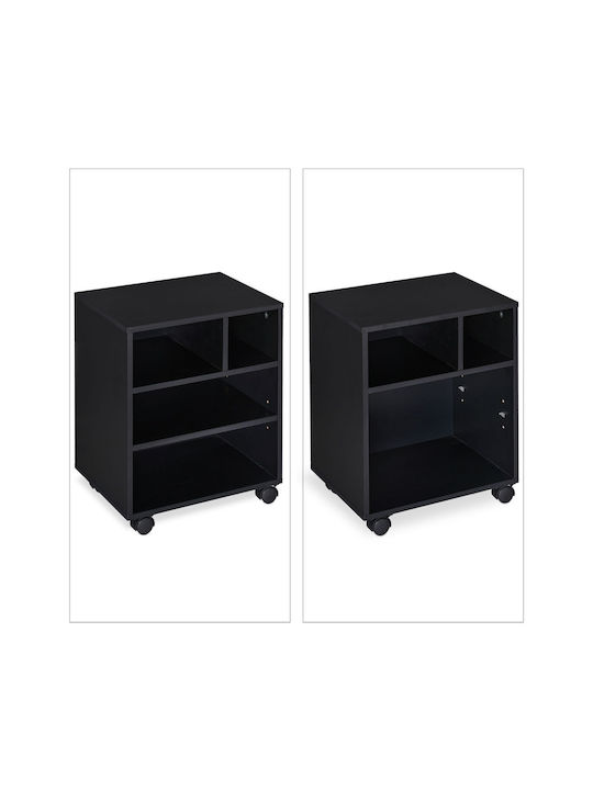 Cabinet de Birou Plastic cu roți în Culoare Neagră, 49x40x30cm