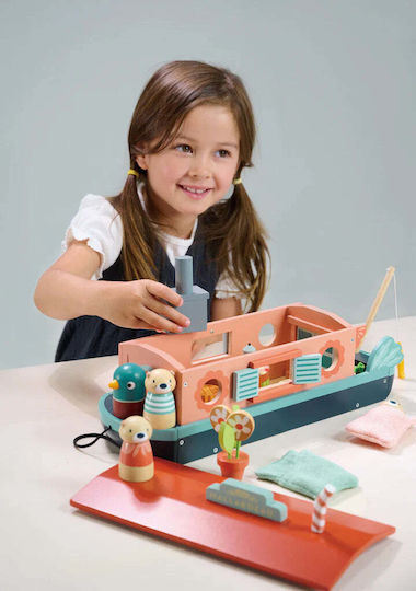 Tender Leaf Toys Pull-Along Toy Steamboat made of Wood for 36++ Months