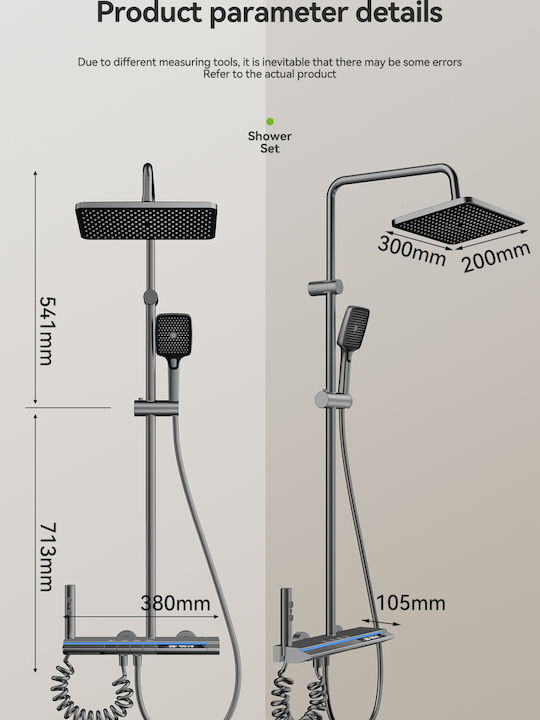H2O Duschsäule ohne Armatur 30cm Schwarz