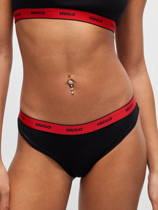 Hugo Seamless String 3Pack Black