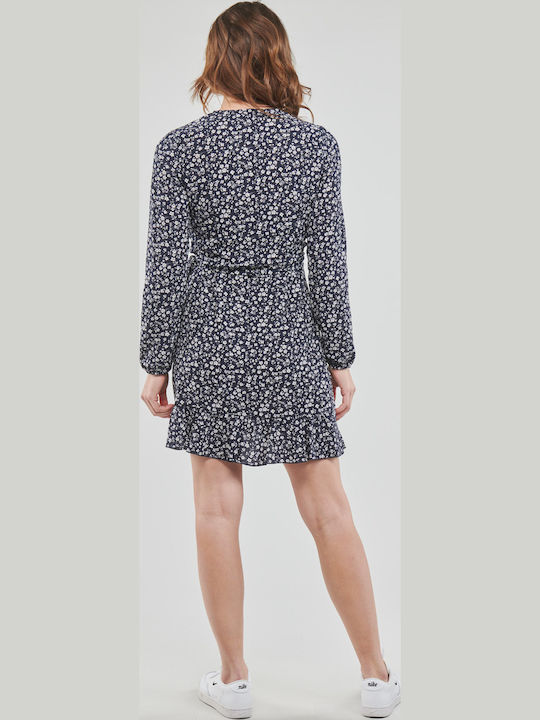 Καλοκαιρινό Mini Φόρεμα Κρουαζέ με Βολάν Navy Blue
