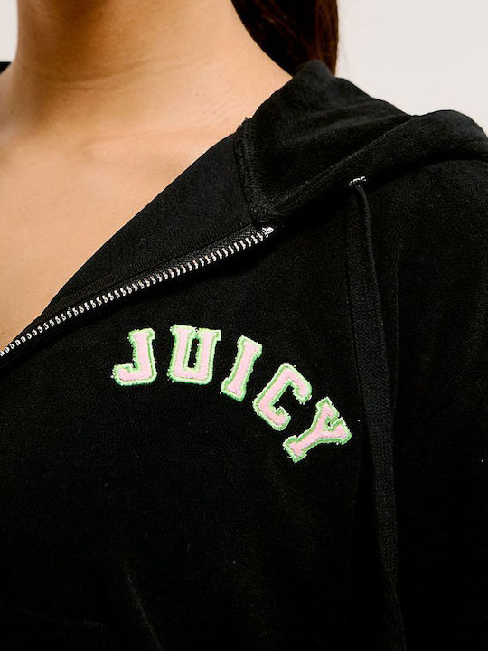Long Women's Sweatshirt Jacket Hooded Black