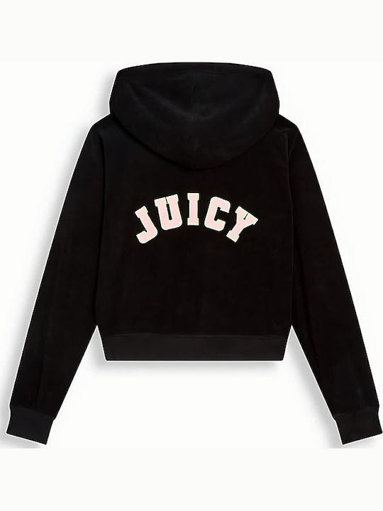 Long Women's Sweatshirt Jacket Hooded Black