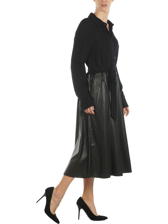 Midi Leather Dress Black