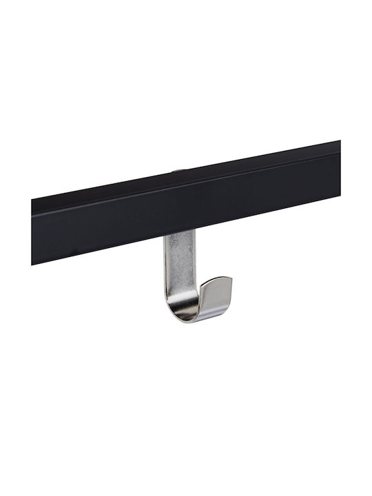 Cuier de Perete cu Raft 4 Cârlige din Oțel Dimensiuni 25 X 60 X 32.5 Cm Negru Argintiu Relaxdays
