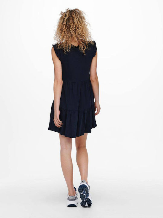 May Summer Mini Dress with Ruffle Night Sky