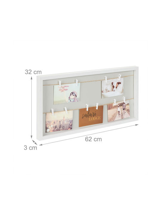 MDF-Holz-Bilderrahmen 2 Reihen 10 Haken 32 x 62 x 3 cm