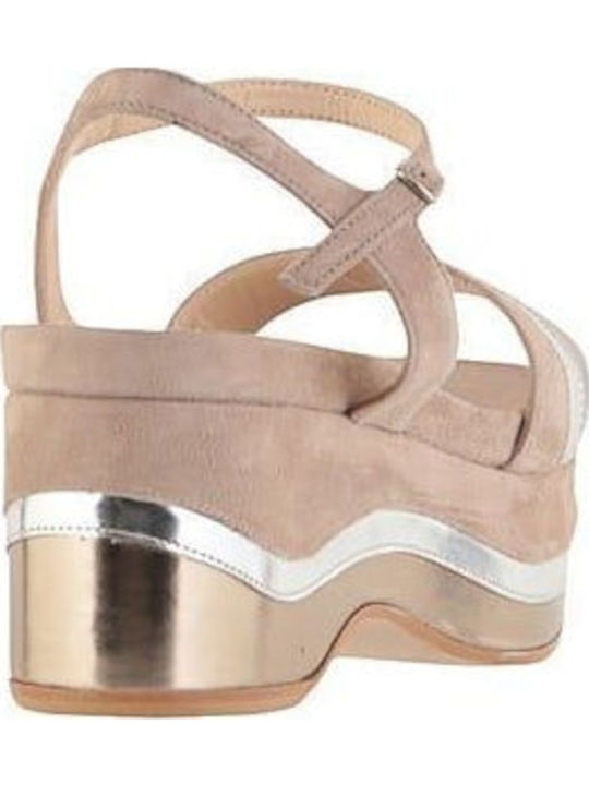 Flache Sandalen für Damen Flatforms in Beige Farbe