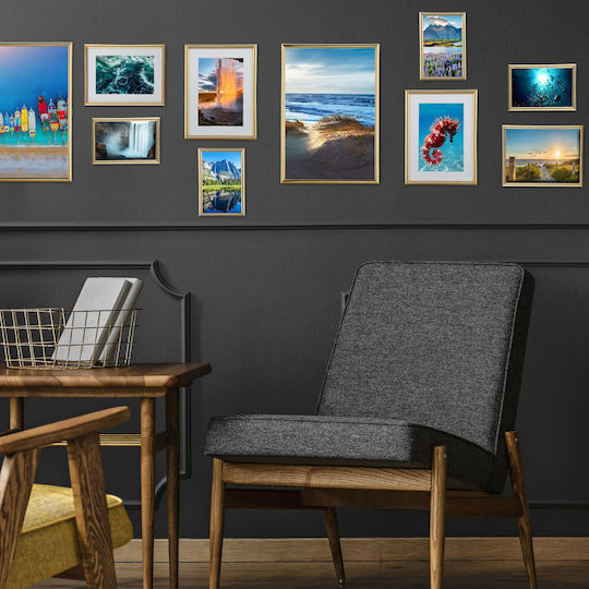Set 2 Photo Frames 20x30 Cm Gold Relaxdays
