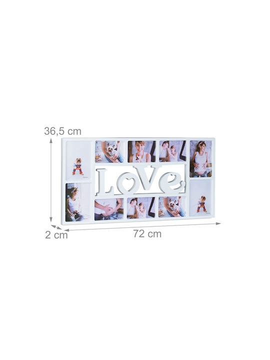Колажна рамка за снимки 10 изображения Любов 36.5 X 72 X 2 см Бяла Relaxdays