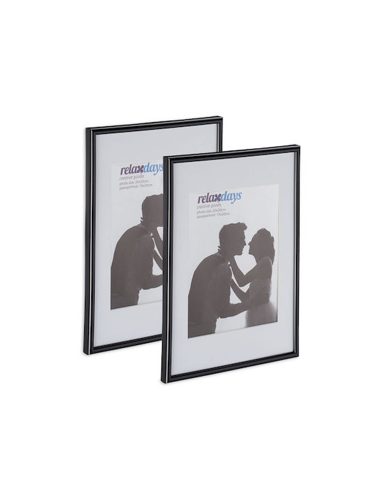 Set 2 Photo Frames 20x30 Cm Black Relaxdays