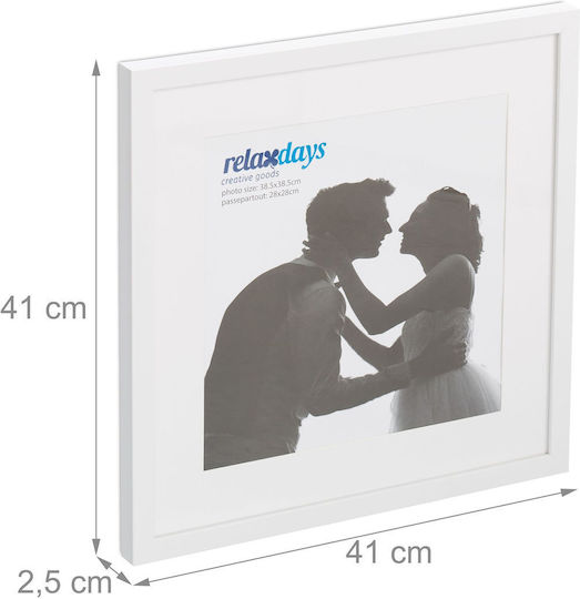 Set 2 Bilderrahmen Wand Tisch 41 x 41 x 2,5 cm Kunststoff Glas Weiß