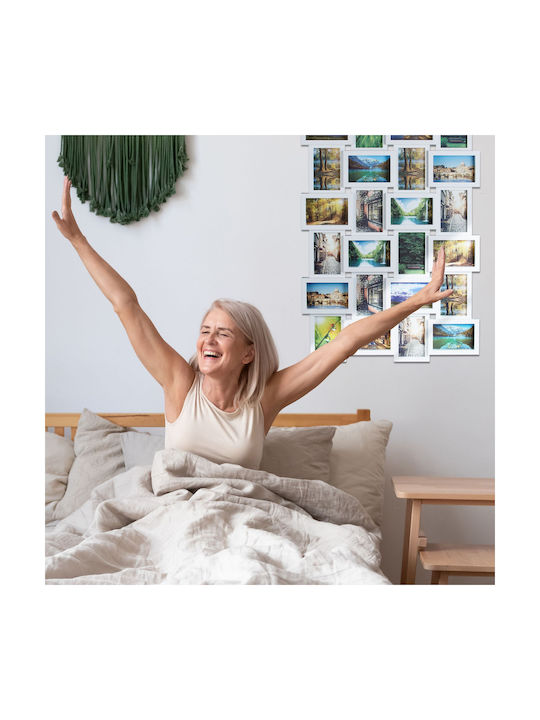 Photo Frame 59 X 86 X 2.5 Cm Collage 24 Photos Different Sizes White