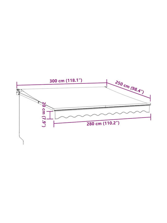 vidaXL Τέντα Βεράντας με Led Καφέ 3x2.5m