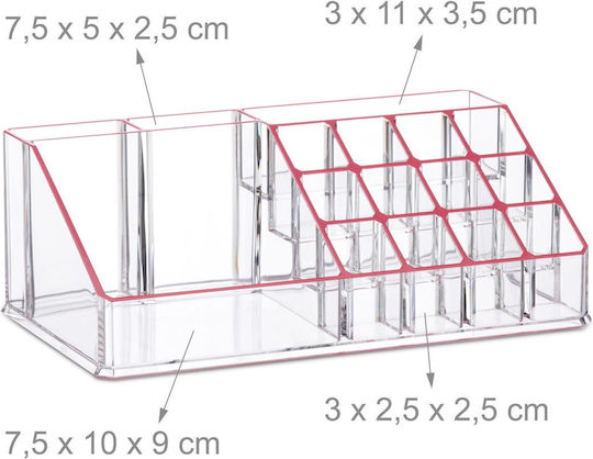 Relaxdays Organizator Cosmetice Cu 4 Sertare Transparent Roz 24x19x13.5cm