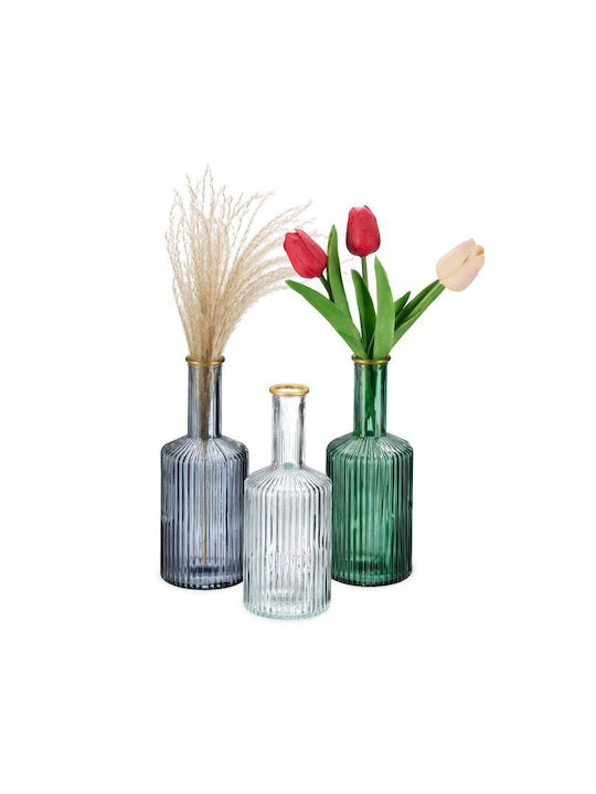 Set 3 Glass Vases Relaxdays Dimensions 20.5 X 8 Cm Multicolor
