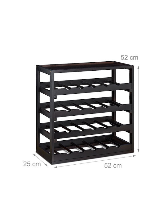 Relaxdays Suport Sticle de Vin din Lemn Negru 20 Sticle 52 X 52 X 25 Cm