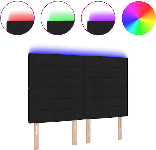 vidaXL LED Bed Headboard Wooden Black 160x128 cm
