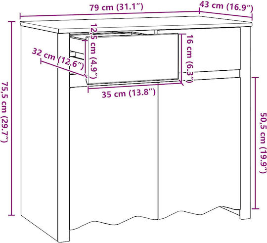 Μπουφές mit Schubladen White 79x43x75.5cm