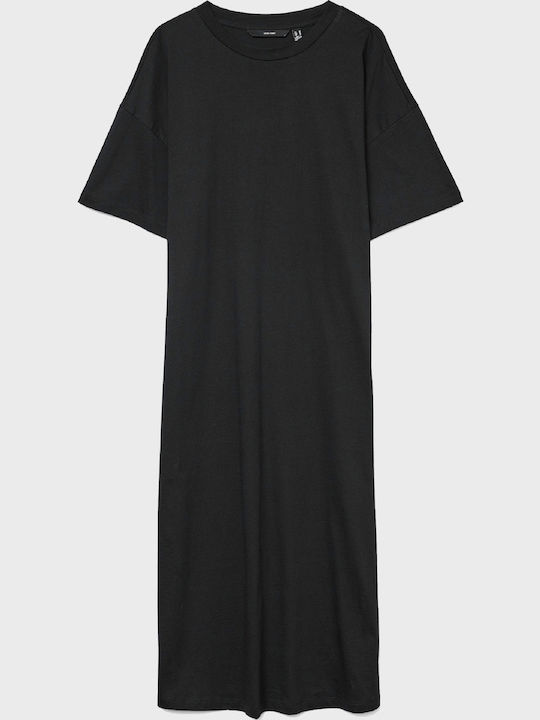 Summer Midi Dress with Tearing Black