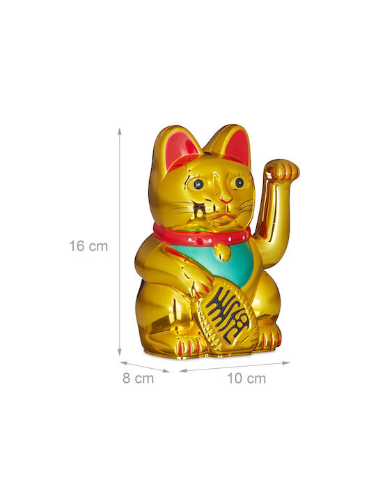Lucky Cat Maneki Neko Gold Plastic 16 X 10 X 8 Cm
