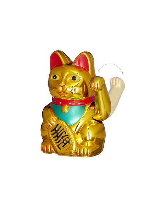 Lucky Cat Maneki Neko Gold Plastic 16 X 10 X 8 Cm