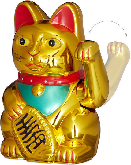 Pisica Norocoasă Maneki Neko Aurie Plastic 16 X 10 X 8 Cm