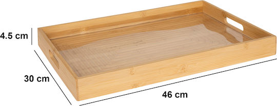 5Five Bamboo Rectangular Serving Tray made of Bamboo with Handles in Beige Color 46x30x4.5cm 190090 1pcs