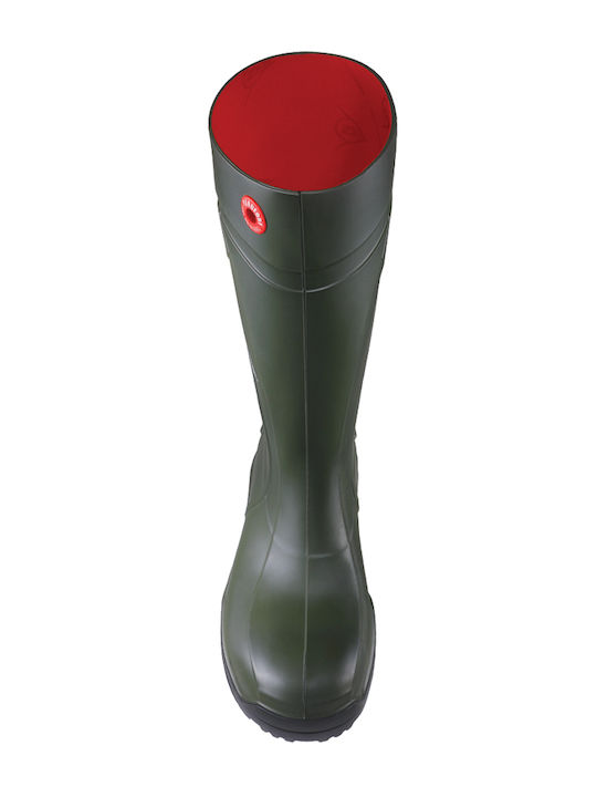 Dunlop Purofort+ S5 Non-Slip Work Wellies Knee Green