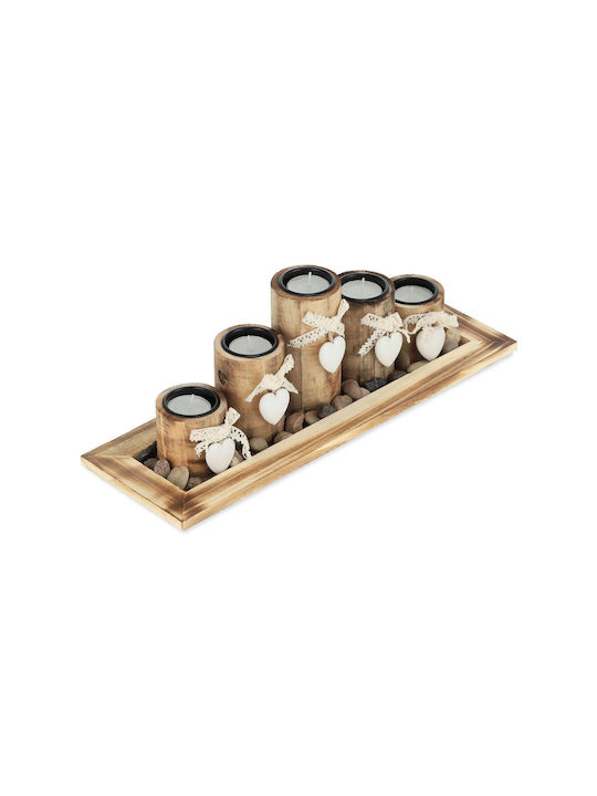 Set 5 suporturi pentru lumânări aspect lemn maro alb dimensiuni 13,5 x 39,5 x 13 cm Relaxdays Set 5 suporturi pentru lumânări aspect lemn maro alb dimensiuni 13,5 x 39,5 x 13 cm Relaxdays