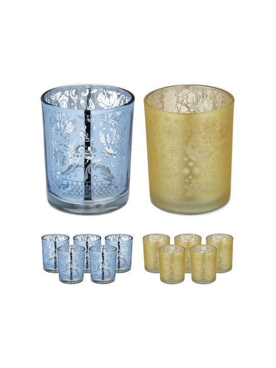 Set 12 Candle Holders Gold Silver Dimensions 8.5 Cm Relaxdays