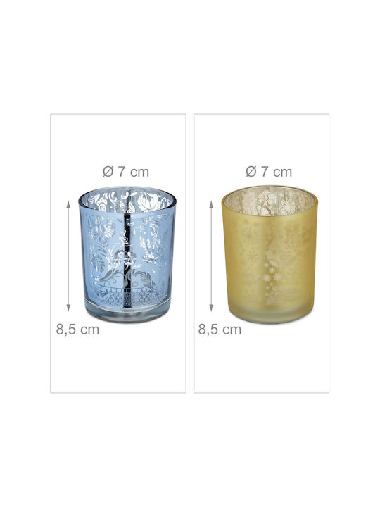 Set of 12 Candle Holders in Gold and Silver Dimensions 8.5 Cm Relaxdays