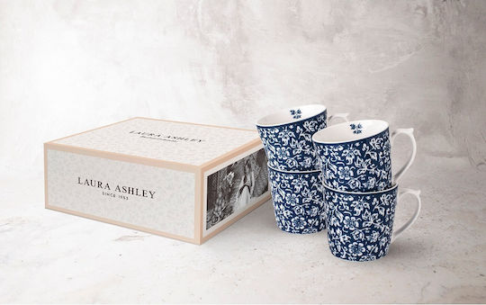 Laura Ashley Porcelain Mug in Various Blue Designs 320ml (Various Designs) 4 Pieces