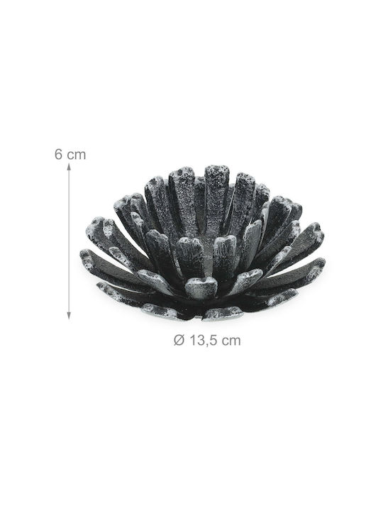 Set 2 Kerzenhalter Blumenform Silber Schwarz Maße 6 x 13,5 cm Relaxdays