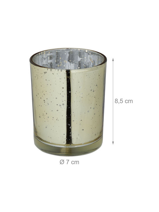 Set 12 Candle Holders Gold Dimensions 8.5 X 7 Cm Relaxdays