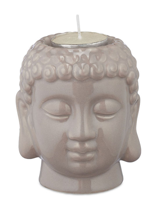 Suport pentru lumânări decorativ Buddha ceramic gri 9,5 X 8 X 8 cm Suport pentru lumânări decorativ Buddha ceramic gri 9,5 X 8 X 8 cm