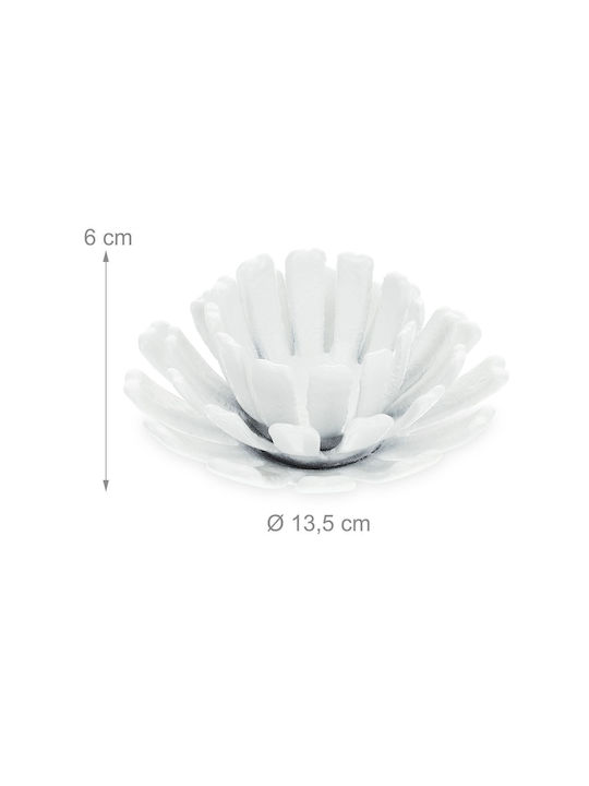 Set 2 suporturi pentru lumânări în formă de floare, alb, dimensiuni 6 x 13,5 cm Relaxdays