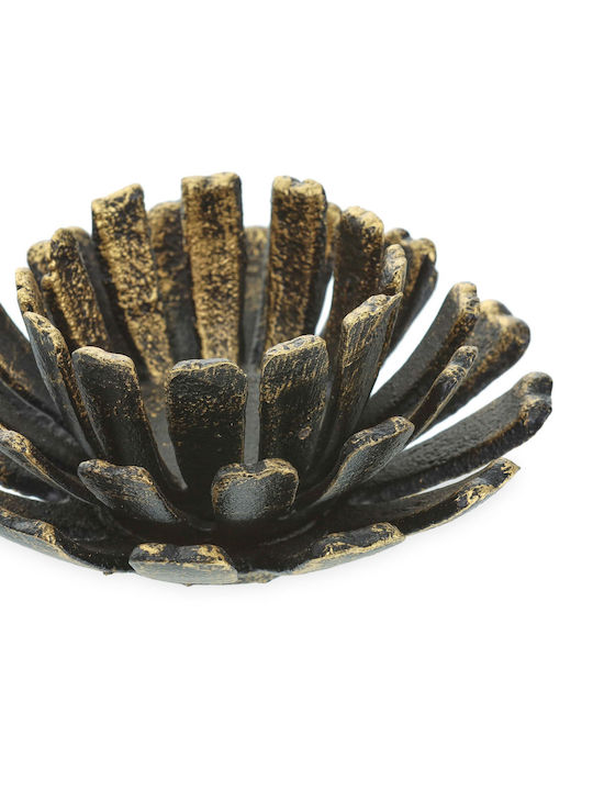 Set 2 Candle Holders Flower-Shaped Black Gold Dimensions 6 x 13.5 Cm Relaxdays