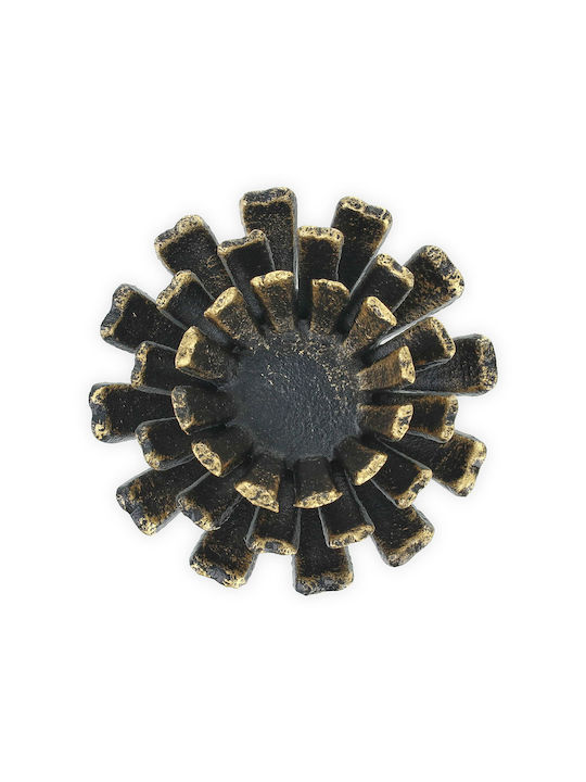 Set 2 Candle Holders Flower-Shaped Black Gold Dimensions 6 x 13.5 Cm Relaxdays