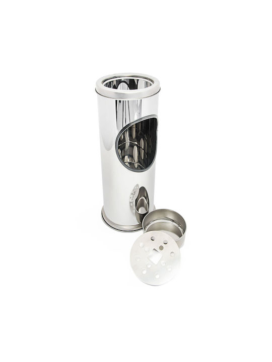 Outdoor-Aschenbecher Mülleimer 37,5 cm Silber Relaxdays