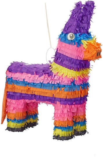 Petrecere cu ponei Piñata pentru copii din hârtie multicoloră, poate fi umplută cu bomboane și jucării în interior 55 X 40 X 13 cm